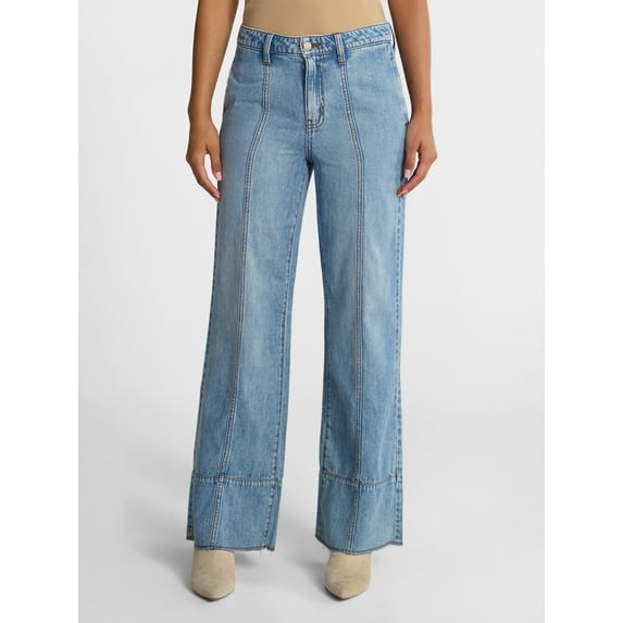 Time and Tru Women's Seamed Wide Leg Jeans, Sizes 0-20