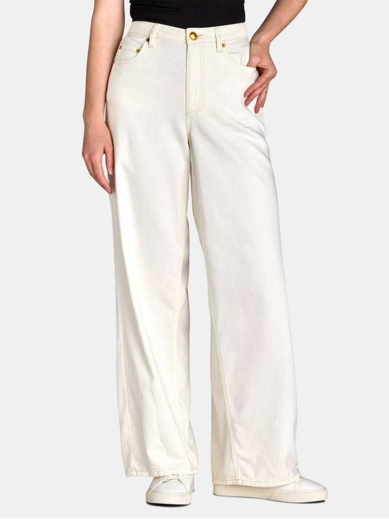 COTTON RAYON 3PLEATED WIDE-LEG TROUSERS