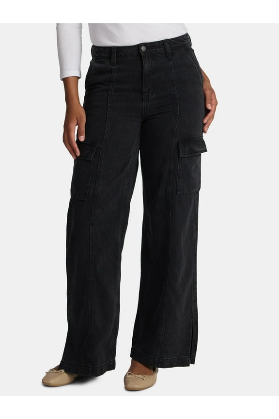 Women's Wide Leg Cargo Jeans, 31" Inseam, Sizes 0-20