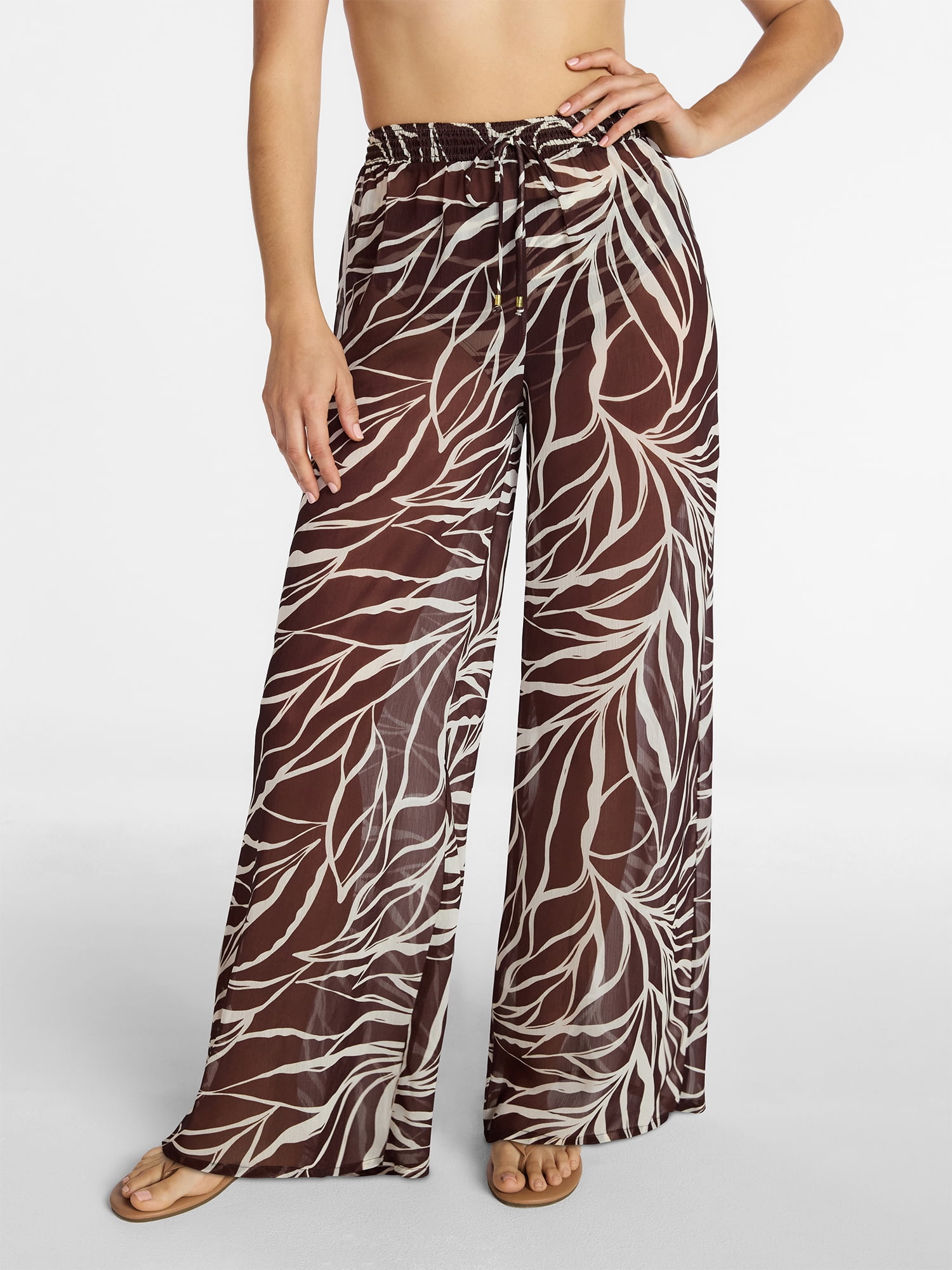 Time and Tru Women's and Women's Plus Wide Leg Coverup Pants, Sizes XS-3X