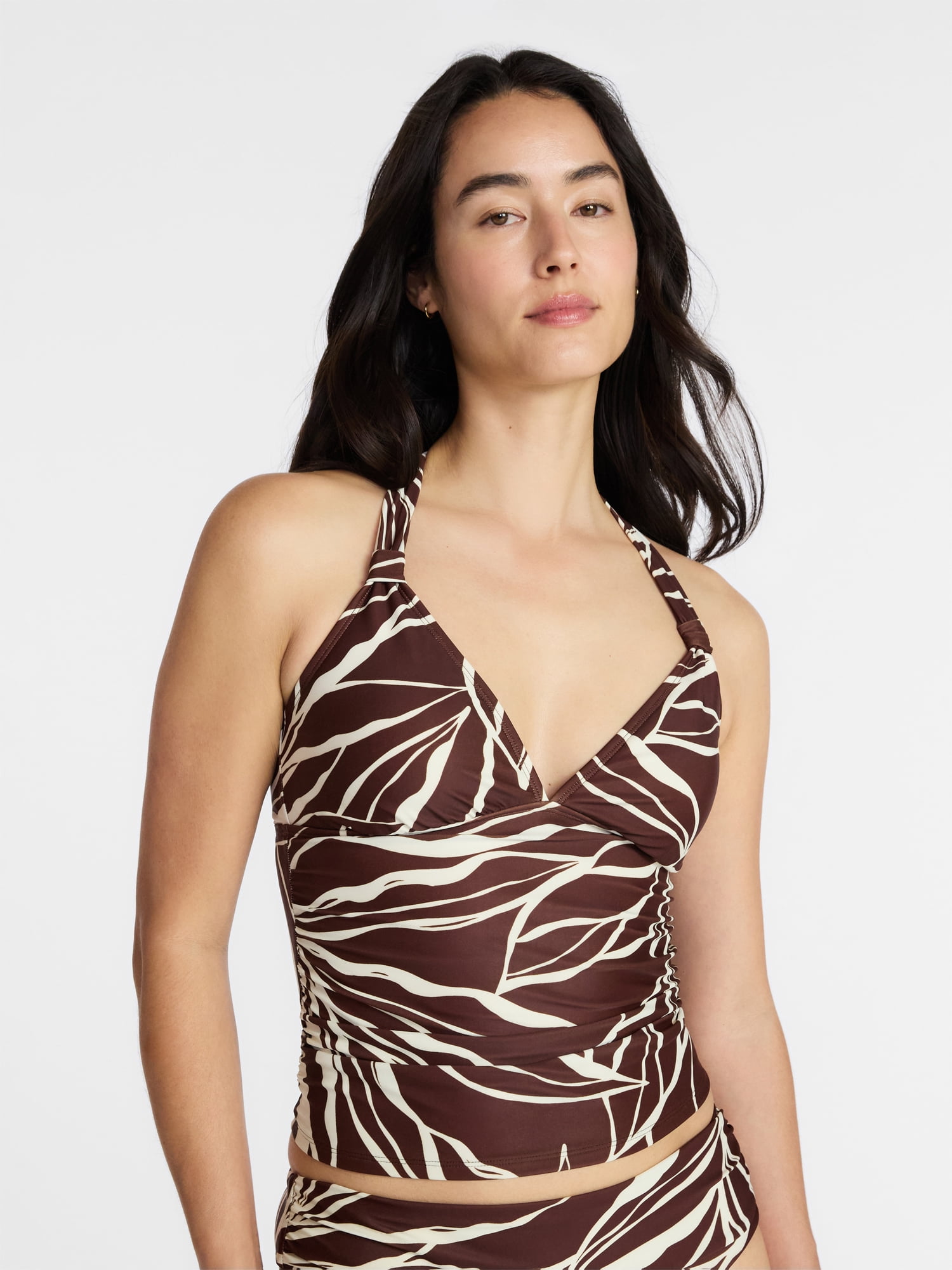 Time and Tru Women's and Women's Plus Ruched Tankini Top, Sizes XS-3X