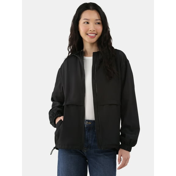 Time and Tru Women’s Windbreaker Jacket with Hood