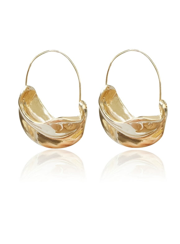 Women's Wire Sculptural Metal Earring In Gold Plated Color