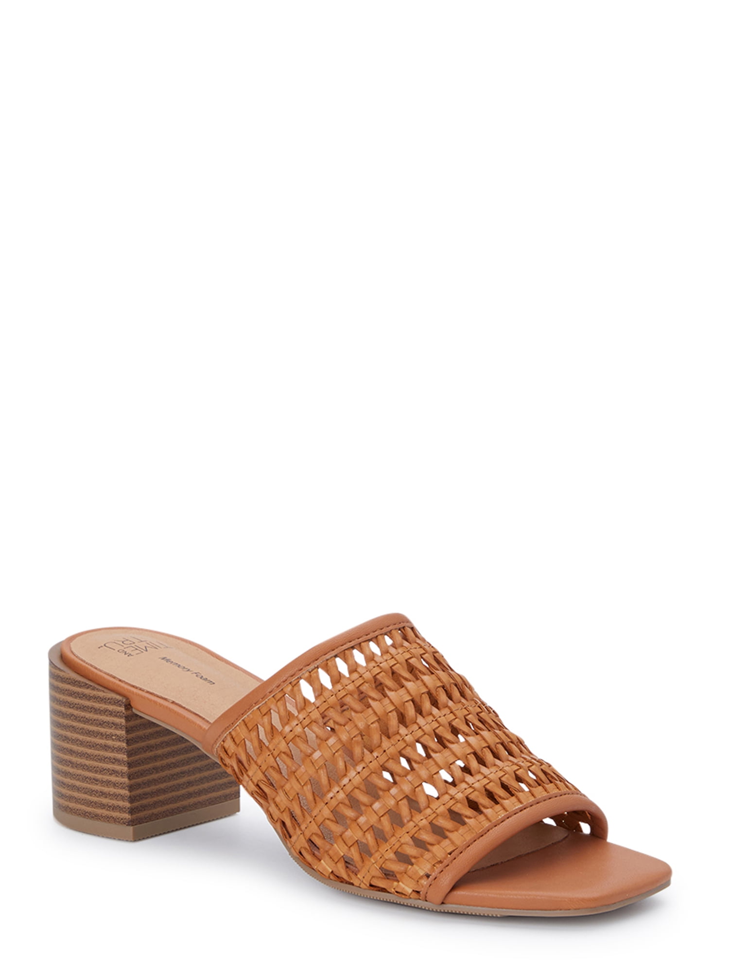 Woven block shop heel mules