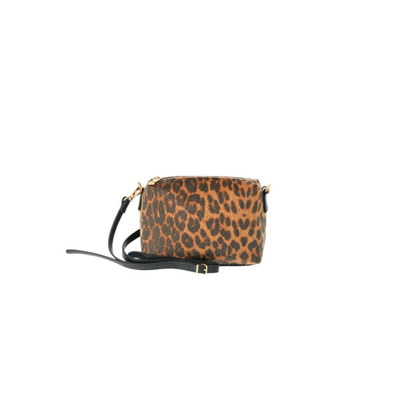 Time and Tru Women's Faux Fur Mini Crossbody Bag, Leopard/Black