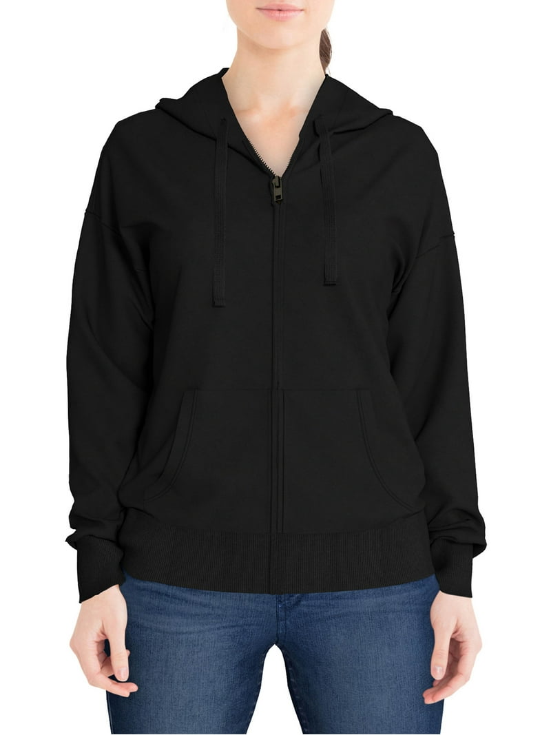 Time and Tru Women's Relaxed Fit Zip-Up Hoodie - Comfortable