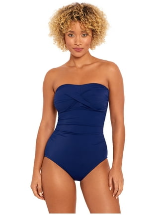 Time and Tru Women's Double Ring Strap One Piece Swimsuit 