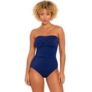 Time and Tru Women’s and Plus Bandeau Twist Front One Piece Swimsuit