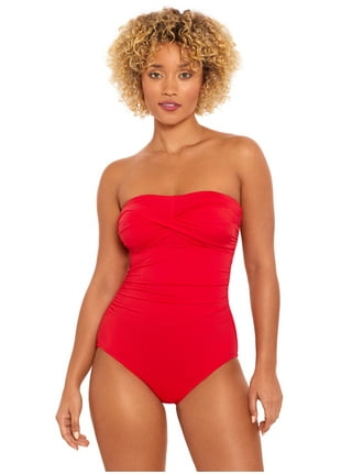 Time and Tru Women's and Plus Ottoman Ribbed One Piece Swimsuit
