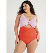 Time and Tru Women's and Plus Colorblocked Crinkle One Piece Swimsuit, Sizes XS-3X
