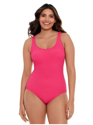 Swimsuits For All Women's Plus Size Loop Strap Blouson Tankini Top 30  Fluorescent Pink Pink 
