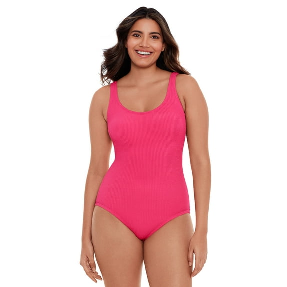 Time and Tru Women's and Women's Plus Crinkle One Piece Swimsuit, Sizes XS-3X