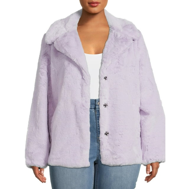 Time and Tru Women's and Plus Faux Fur Cropped Jacket - Walmart.com