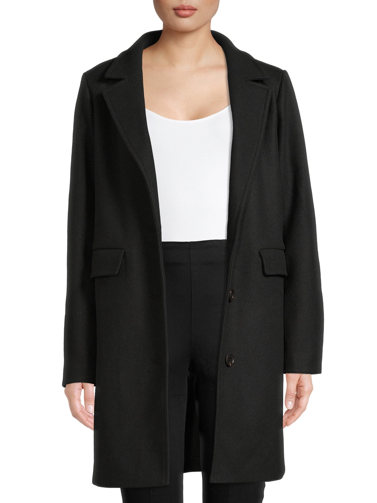 Time and Tru Women’s and Plus Faux Wool Dad Coat