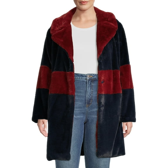 Time and Tru Women's and Plus Full Length Faux Fur Coat