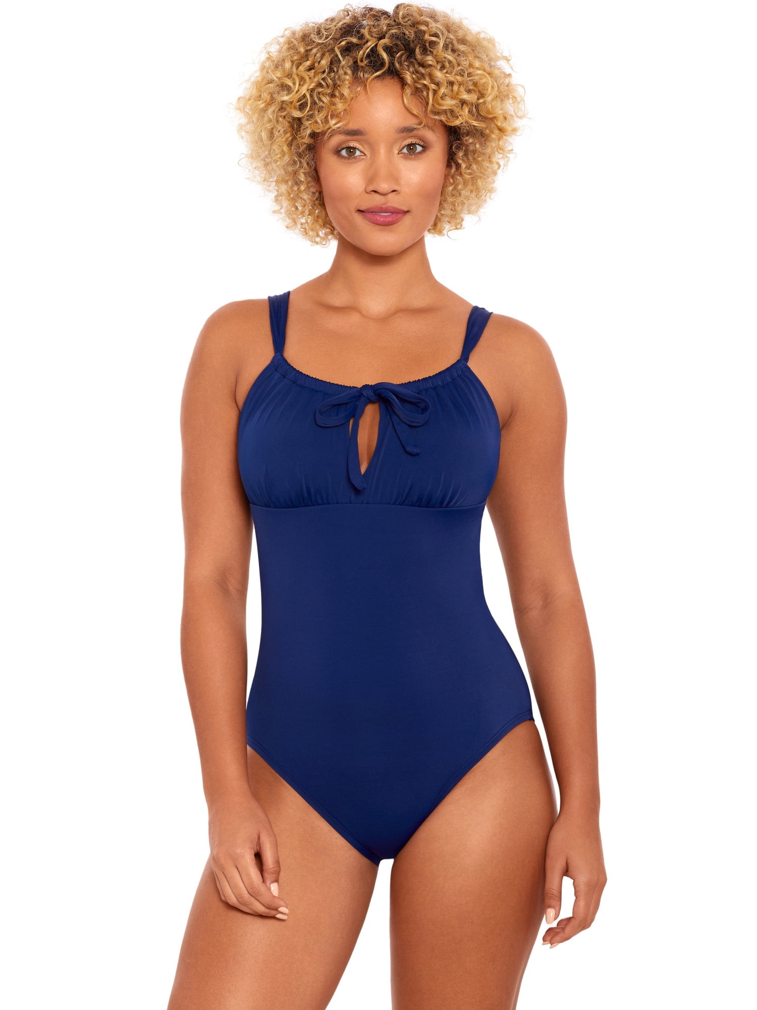 Time and Tru Women’s and Plus Keyhole Tie Front One Piece Swimsuit