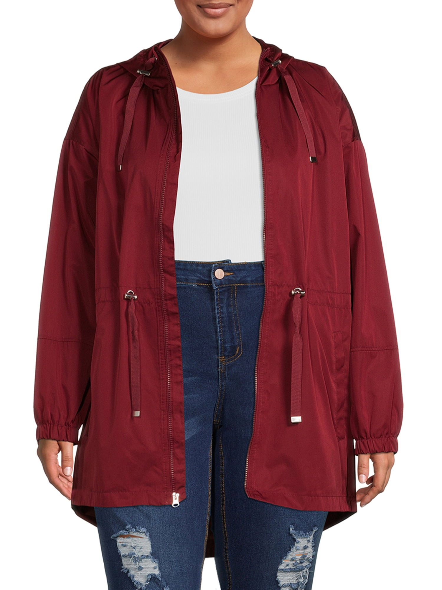 Time and Tru Women's and Plus Lightweight Anorak Jacket With Hood