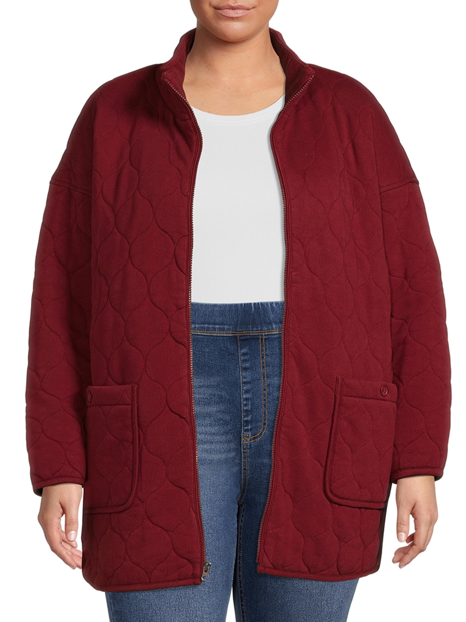 Time and Tru Women's and Plus Onion Quilted Boyfriend Jacket