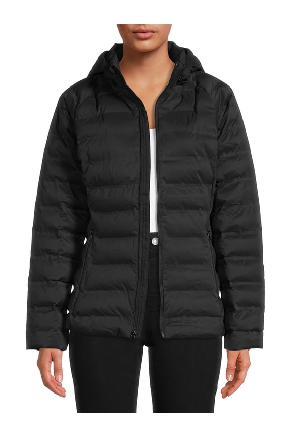 Women's and Plus Packable Stretch Zip Up Puffer Jacket