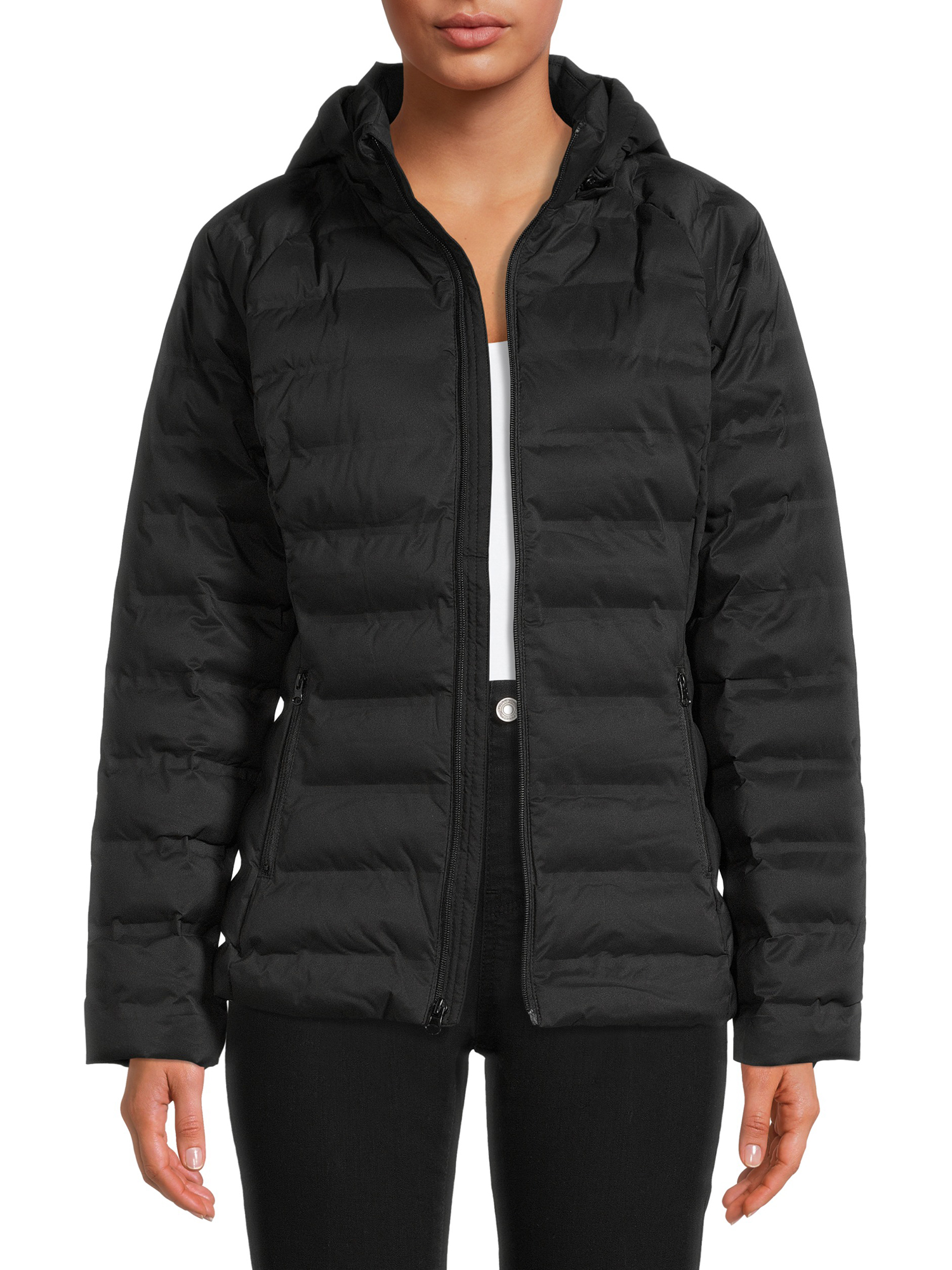 Time and Tru Women's and Plus Packable Stretch Zip Up Puffer Jacket - image 1 of 5