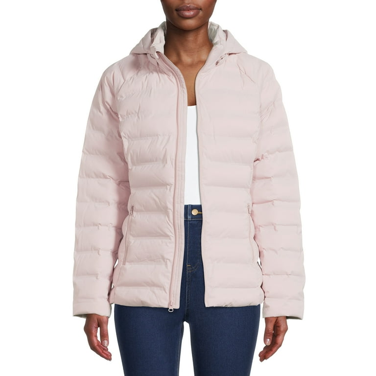 Time and Tru Women s and Plus Packable Stretch Zip Up Puffer Jacket