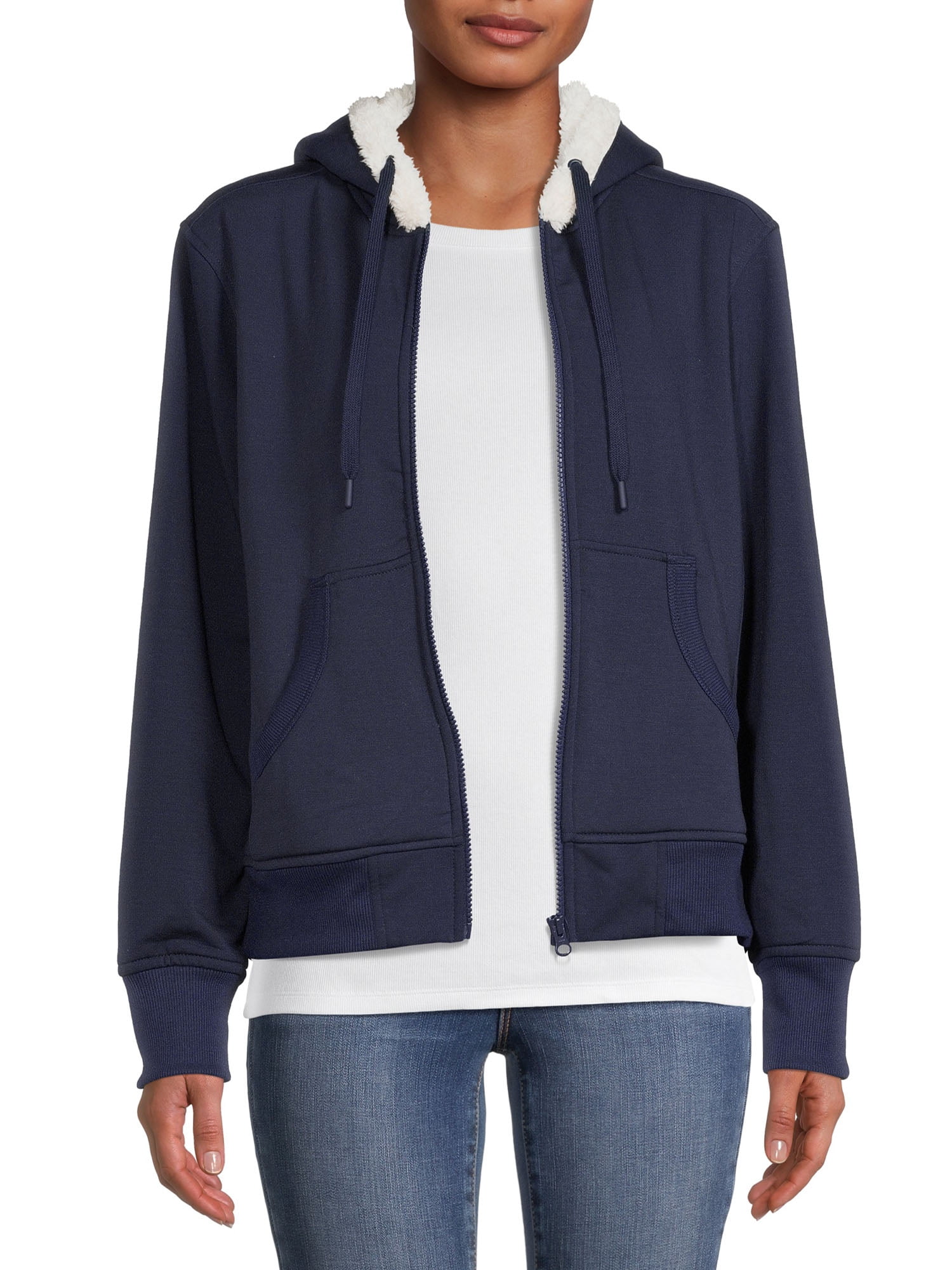 Time and Tru Women's and Plus faux shearling-Lined Sport Hoodie
