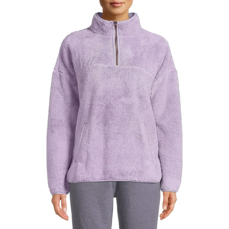 Time and tru women's quarter zip faux sherpa pullover sales