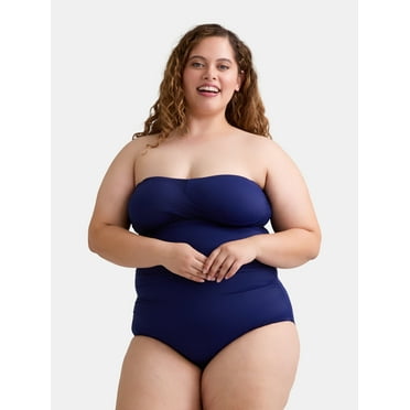 Time and Tru Women’s and Women’s Plus Bandeau Twist Front One Piece Swimsuit, Sizes XS-3X