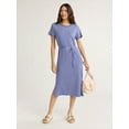 thumbnail image 1 of Time and Tru Women's and Women's Plus Belted Dress with Short Sleeves, Sizes XS-4X, 1 of 4