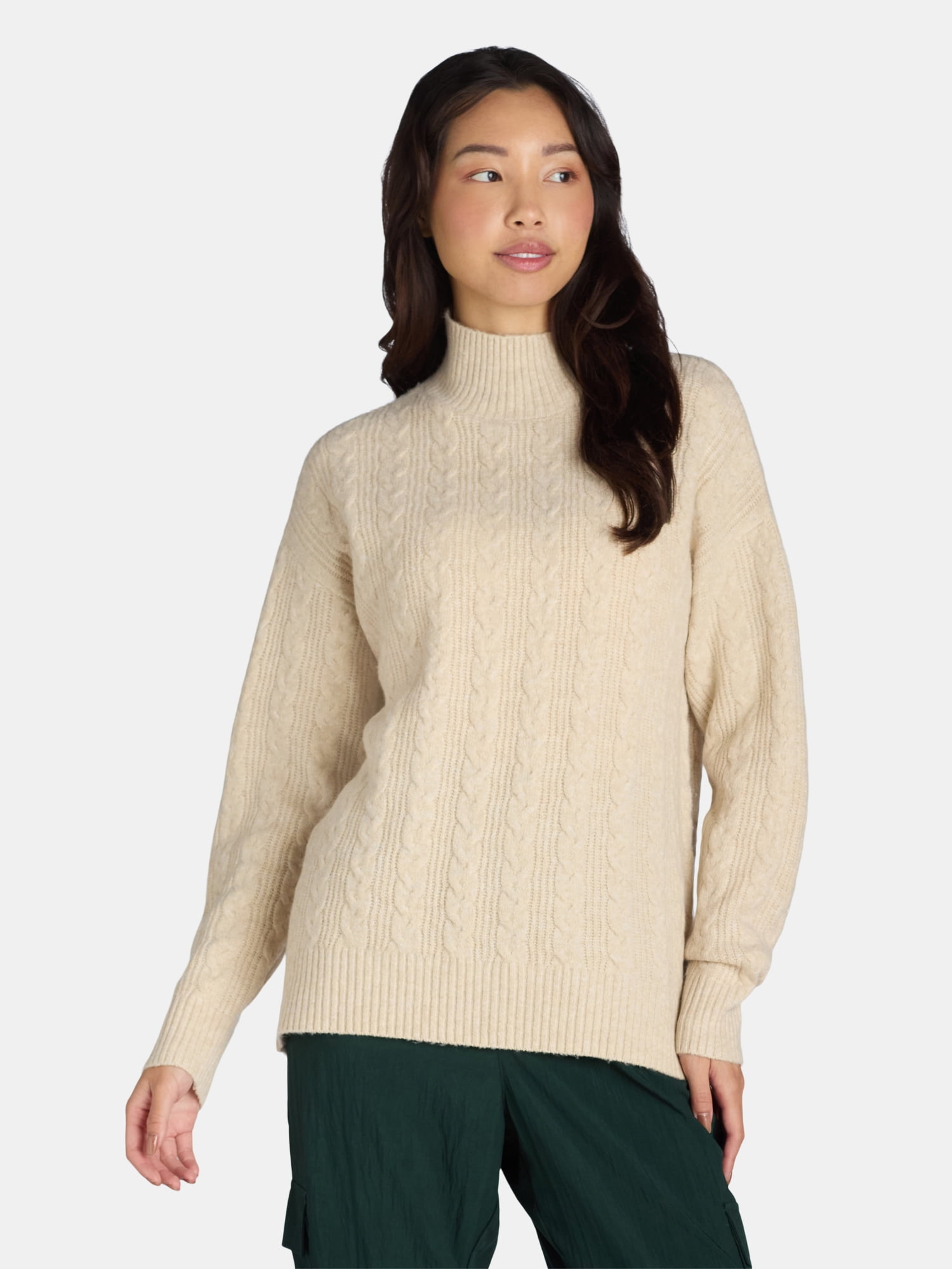 Time and Tru Women's Layered Look Sweater, Midweight, Sizes Time and Tru Women's Layered Look Sweater, Midweight, Sizes