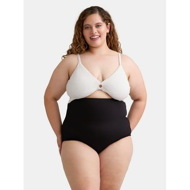 Time and Tru Women's and Women's Plus Colorblock Crinkle One Piece Swimsuit, Sizes XS-2X