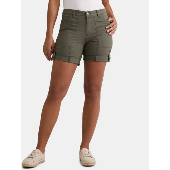 Time and Tru Women's and Women’s Plus Convertible Cargo Shorts, 6” Inseam, Sizes 0-22