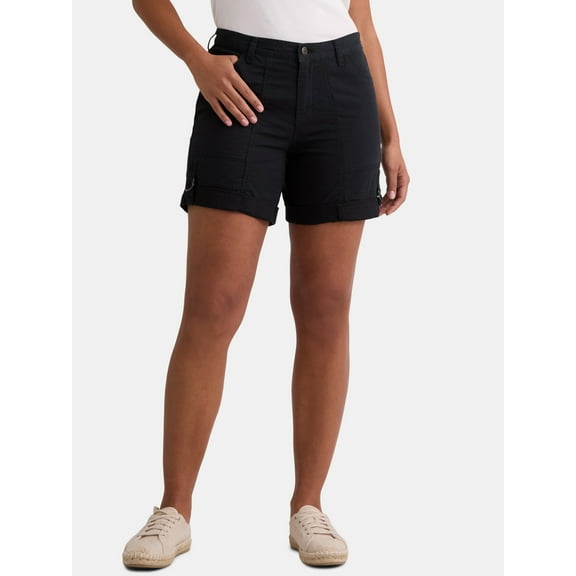 Time and Tru Women's and Women’s Plus Convertible Cargo Shorts, 6” Inseam, Sizes 0-22