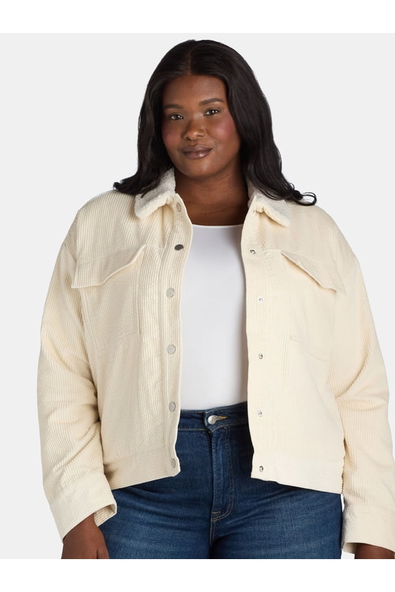 Women’s and Women’s Plus Corduroy Utility Jacket, Sizes XS-3X
