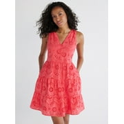 Time and Tru Women's and Women's Plus  Cotton Blend Tiered Eyelet Dress, Sizes XS-4X