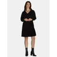thumbnail image 1 of Time and Tru Women's Tiered Corduroy Dress with Long Sleeves, Sizes XS-XXXL, 1 of 4