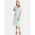 thumbnail image 1 of Time and Tru Women’s and Women’s Plus Cotton Double Cloth Midi Dress, Sizes XS-4X, 1 of 4