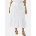 thumbnail image 1 of Time and Tru Women's and Women’s Plus Cotton Eyelet Tiered Midi Skirt, Sizes XS-4X, 1 of 5