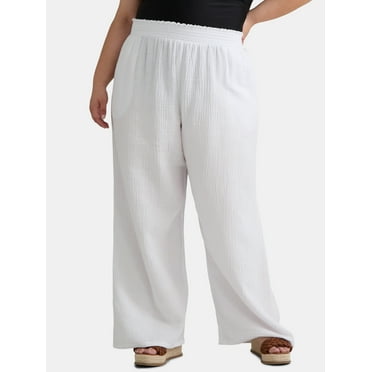 Time and Tru Women's and Women's Plus Cotton Gauze Beach Coverup Pants, Sizes XS-3X