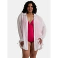 thumbnail image 1 of Time and Tru Women’s and Women’s Plus Coverup Shirt with Side Ties, Sizes XS-3X, 1 of 5