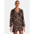 thumbnail image 1 of Time and Tru Women’s and Women’s Plus Coverup Wrap Dress with Long Sleeves, Sizes XS-3X, 1 of 5