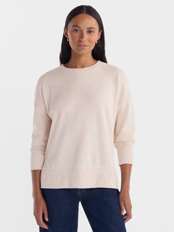 Women's and Women's Plus Crewneck Sweatshirt with Long Sleeves, Sizes XS-4X