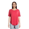 thumbnail image 1 of Time and Tru Women's and Women’s Plus Crewneck Tunic Tee with Short Sleeves, Sizes S-3XL, 1 of 5