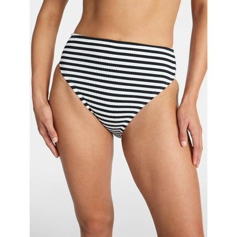Women's Crinkle High Rise High Leg Cheeky Bikini Bottoms, Sizes XS-3X