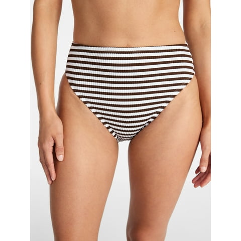 Women's and Women's Plus Size Crinkle High Rise High Leg Cheeky Bikini Bottoms, Sizes XS-3X