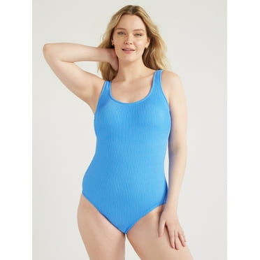 Time and Tru Women's and Women's Plus Crinkle One Piece Swimsuit