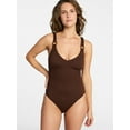 thumbnail image 1 of Time and Tru Women's and Women’s Plus Crinkle Plunge One-Piece Swimsuit, Sizes XS-3X, 1 of 5