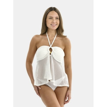 Time and Tru Women's and Women's Plus Crochet O-Ring Tankini Swim Top, Sizes XS-3X