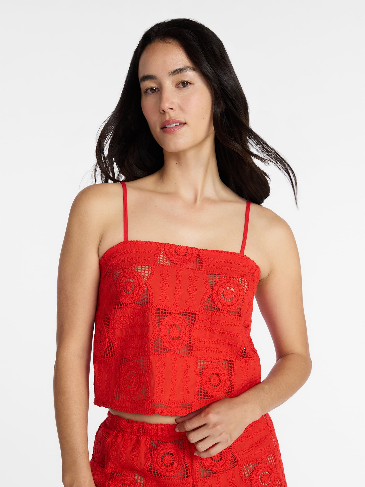Time and Tru Women's and Women's Plus Crochet Top Coverup, Sizes XS - 3X