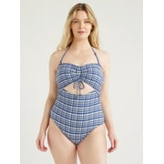 Time and Tru Women's and Women's Plus Cutout Seersucker One Piece Swimsuit, Sizes XS-3X